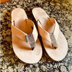 Pink! Rainbow Leather Sandals  size Medium women’s